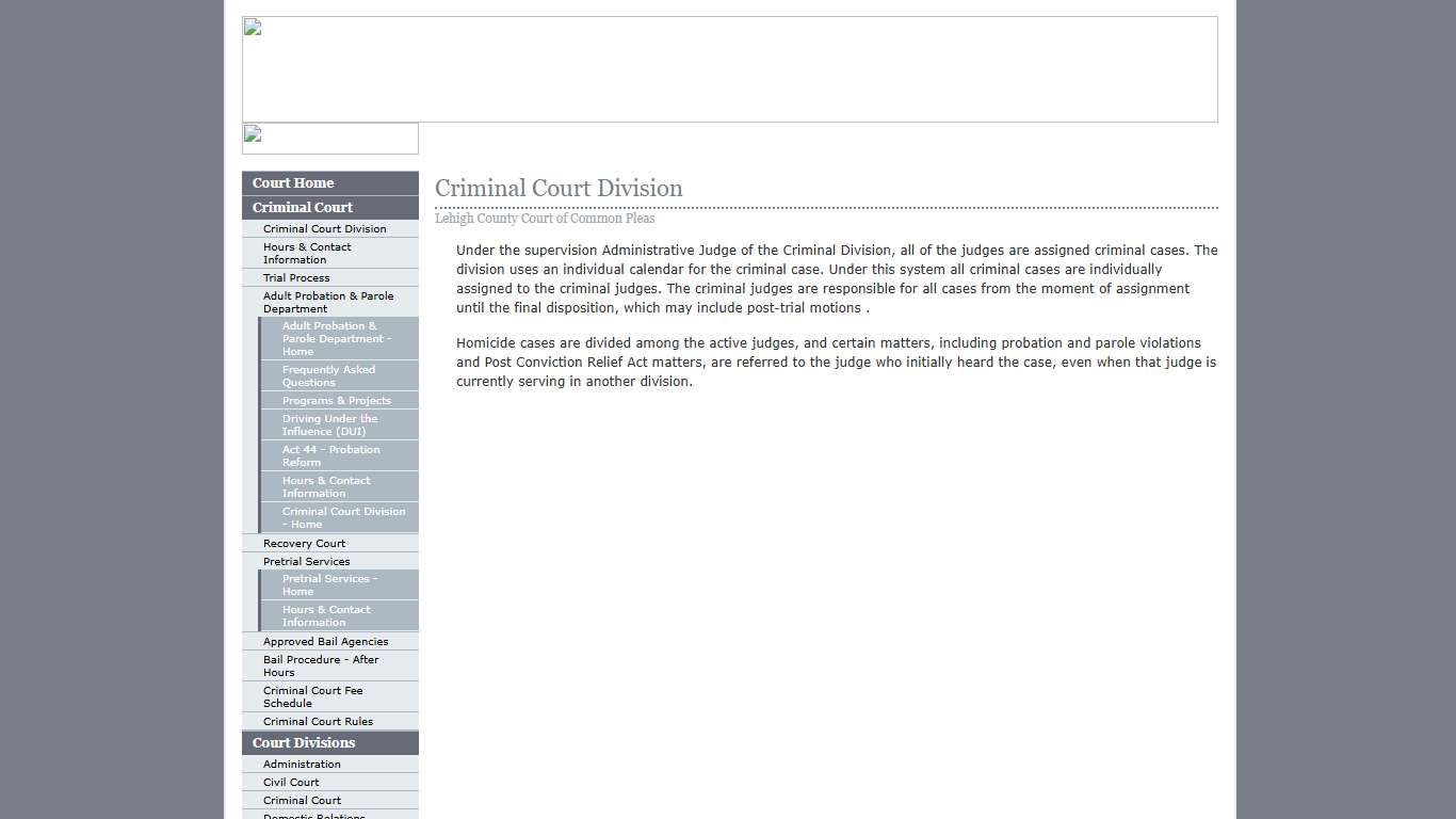 Criminal Court Division :: Lehigh County Court of Common Pleas