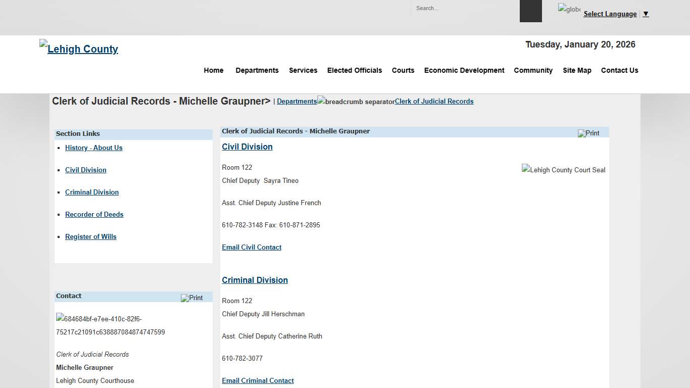 Clerk of Judicial Records - Michelle Graupner